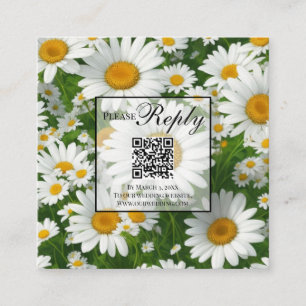 Elegant vita daisy vit blommigt fält QR-kod Tilläggskort