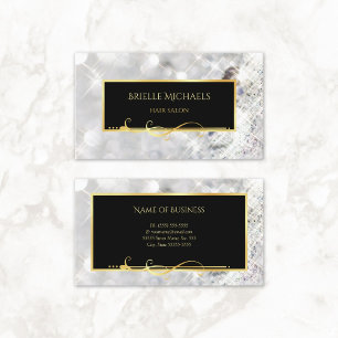 Elegant Vita diamanter Guld Filigree Hair Salon Visitkort