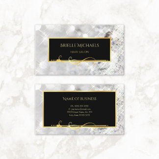 Elegant Vita diamanter Guld Filigree Hair Salon Visitkort