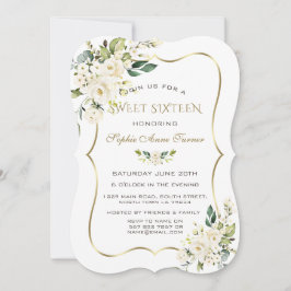 Elegant Vita Elfenbenskusten Blommigt Guld Ram Sve Inbjudningar