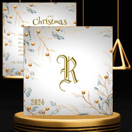 Elegant Vita familje-, monogram-, julkort
