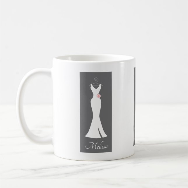 Elegant Vita grytor på Grått - Snyggt - enkel desi Kaffemugg (Vänster)