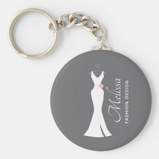 Elegant Vita grytor på Grått - Snyggt - enkel desi Nyckelring (Framsidan)