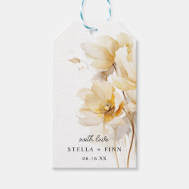 Elegant Vita Guld Flower Bröllop Presentetikett