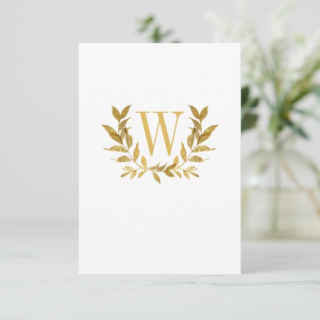 Elegant Vita Guld Löv, den moderna Chicen Bröllop Tack Kort (Stående Fram)
