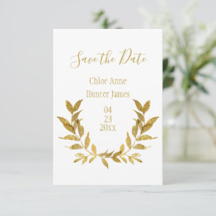 Elegant Vita Guld Löv Modern minimalistisk Spara Datumet