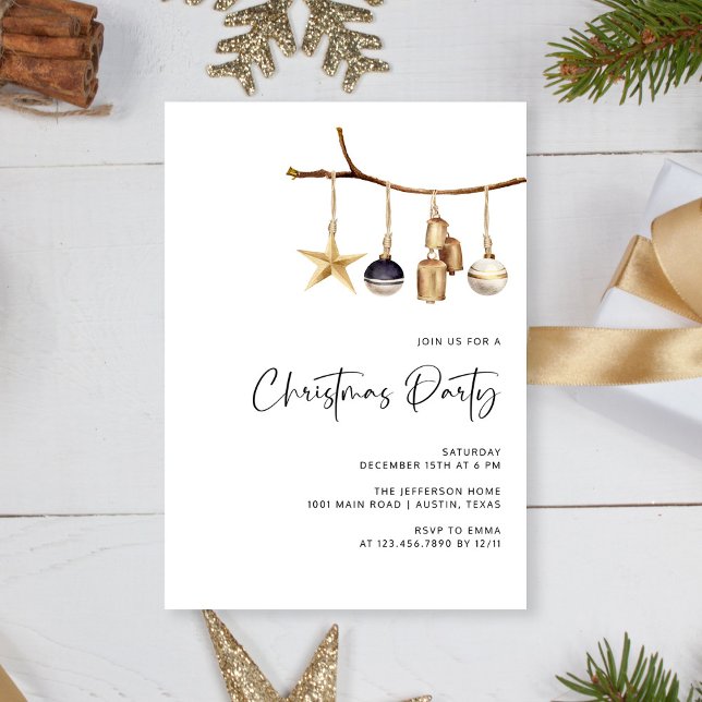Elegant Vita julfestinbjudan för familjen Inbjudningar (Personalized Elegant White Family Christmas Party Invitation)