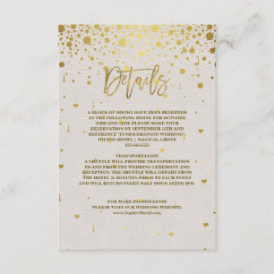 Elegant Vita läder Guld-konfetti Bröllop Tilläggskort