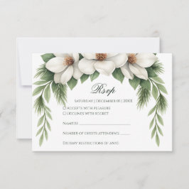 Elegant Vita Magnolia Bröllop Gräs Träd Ram OSA Kort