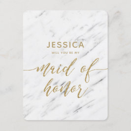 Elegant Vita marmor blir du min Maid of honor Inbjudningar