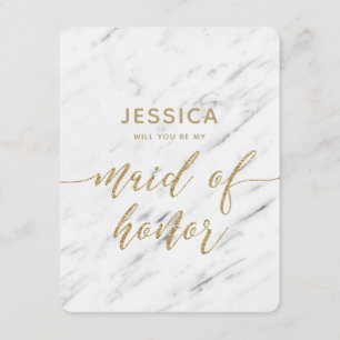 Elegant Vita marmor blir du min Maid of honor Inbjudningar