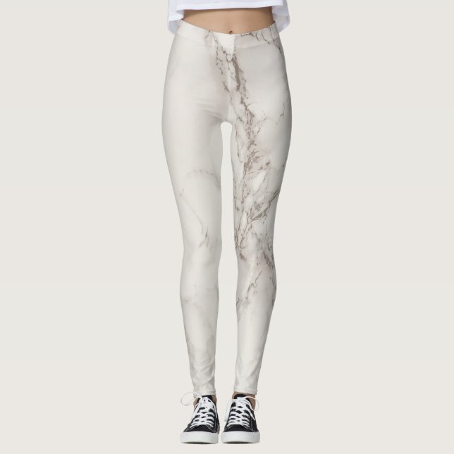 Elegant, vita marmorbalar leggings (Framsida)