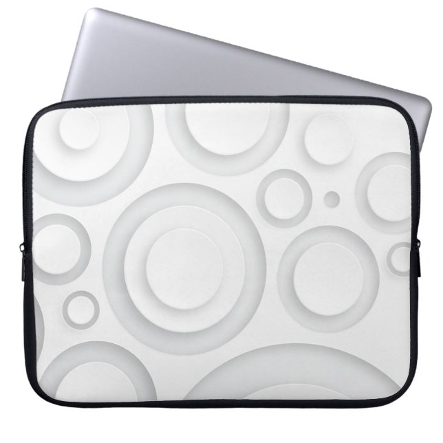 Elegant Vita monokroma cirklar Laptop Fodral (Framsidan)