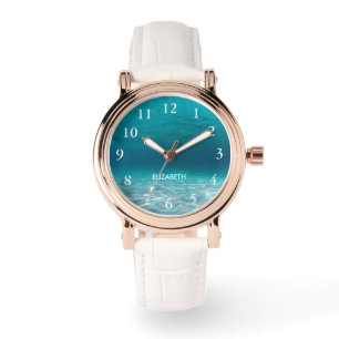 Elegant Vita nummer under vatten Photo Personized Armbandsur