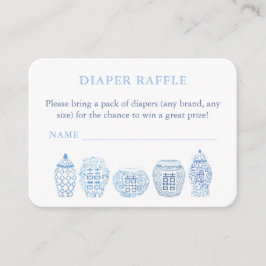 Elegant Vita och blå babyskor Förkläde Raffle Tilläggskort