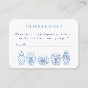 Elegant Vita och blå babyskor Förkläde Raffle Tilläggskort