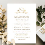 Elegant Vita och Guld Monogram Formell Bröllop Inbjudningar<br><div class="desc">Elegant bröllop inbjuder med ett känsligt hand plockade monogram med par initialer i gyllene nyanser. Enkel, elegant och snyggt. Monogram och text i gyllene nyans, över en vit bakgrund. Tillbaka i vitt. Möjlighet att ändra fram- och/eller bakgrunden färg till valfritt färg genom att välja "anpassa ytterligare". Finns även med bak...</div>