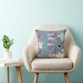 Elegant Vita och Lila Blommigtar Kudde