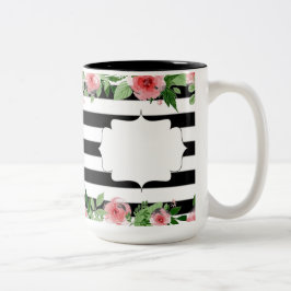 Elegant Vita och svarta Blommigten Mugg