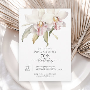 Elegant Vita Orchids Blommigt 70:e födelsedagen Inbjudningar