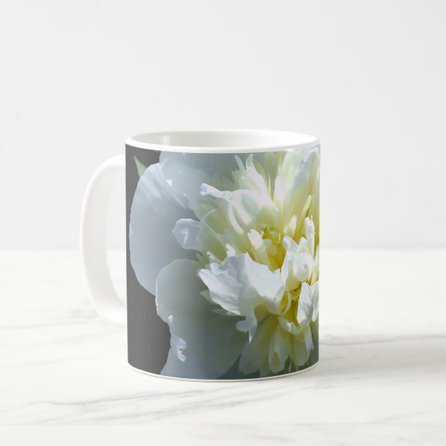 Elegant Vita peoniska blommigtar, foto Kaffemugg (Framsida vänster)