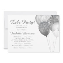 Elegant Vita Silver Glitter-ballonger Söta 16