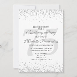 Elegant Vita Silver Grått Glitter 75:e födelsedag Inbjudningar