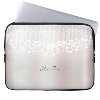 Elegant Vita Snöre Blommigten Laptop sleeve