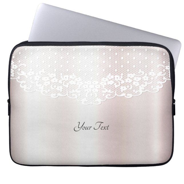 Elegant Vita Snöre Blommigten Laptop sleeve (Framsidan)
