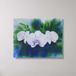 Elegant: vita vattenfärgade tropiska boho orchids canvastryck