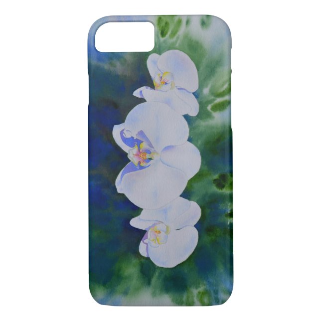 Elegant: vita vattenfärgade tropiska boho orchids Case-Mate iPhone skal (Baksida)