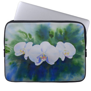 Elegant: vita vattenfärgade tropiska boho orchids laptop sleeve