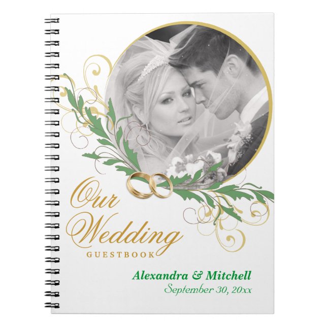 Elegant vitbröllopGuestbook med det beställnings- Anteckningsbok Med Spiral (Framsidan)