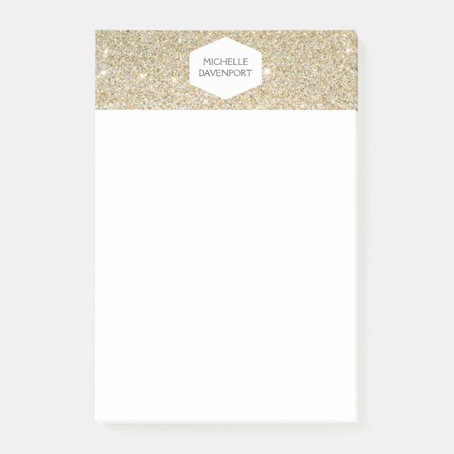 ELEGANT VITE EMBLEM GULD GLITTER POST-IT BLOCK (Framsida)