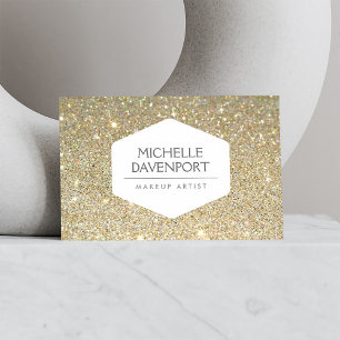 ELEGANT VITE EMBLEM PÅ BAKGRUND GULD GLITTER VISITKORT