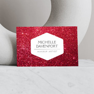 ELEGANT VITE EMBLEM PÅ DEEP RED GLITTER VISITKORT