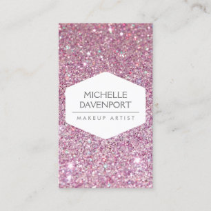 ELEGANT VITE EMBLEM PÅ ROSA GLITTER BAKGRUND II VISITKORT