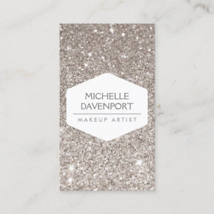 ELEGANT VITE EMBLEM PÅ SILVER GLITTER II VISITKORT