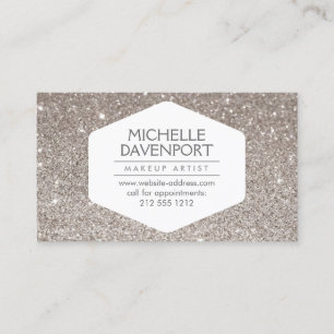 ELEGANT VITE EMBLEM PÅ SILVER GLITTER II VISITKORT