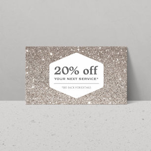 ELEGANT VITE EMBLEM PÅ SILVER-kupongräntan GLITTER Rabattkort