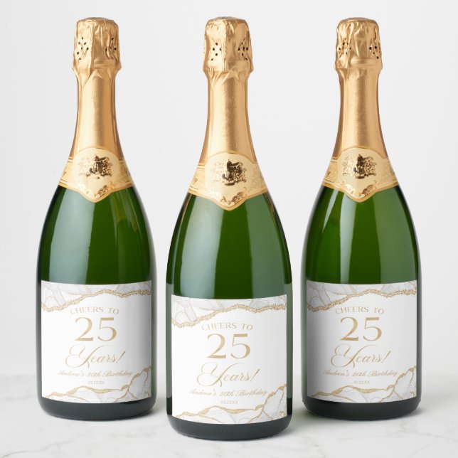 Elegant vitguld agat 20-års födelsedagsfest (Flaskor)