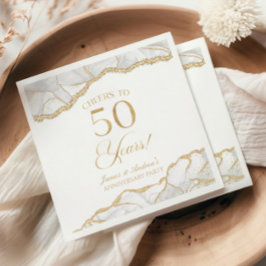 Elegant vitguld agat 50-års jubileum fest pappersservett