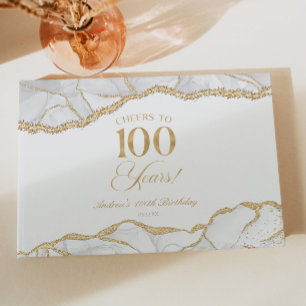 Elegant vitguld Agate 100-års födelsedagsfest Gästböcker