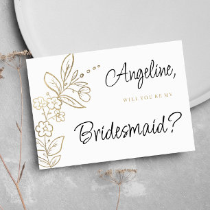 Elegant vitguld enkel blom- brudtärna- inbjudningar