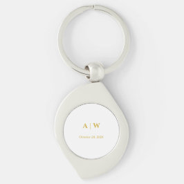 Elegant vitguld minimal vittsäljsdag swirl silverfärgad nyckelring