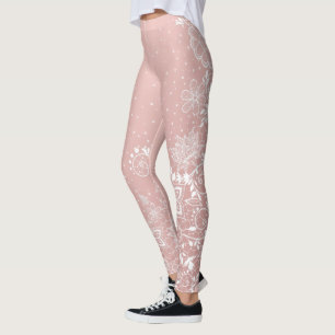 Elegant vitsnöreblommigt och konfettidesign leggings