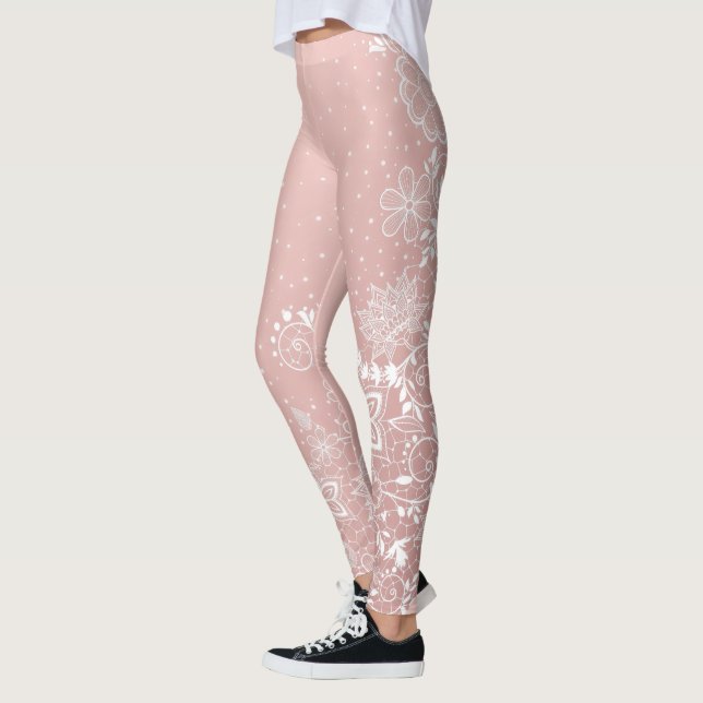 Elegant vitsnöreblommigt och konfettidesign leggings (Vänster)
