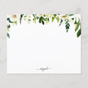 Elegant vitt blomstermönstrat brevpapper med eget