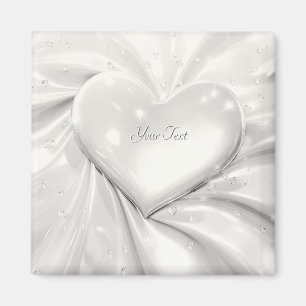 Elegant Vitt Crème Hjärta Magnet