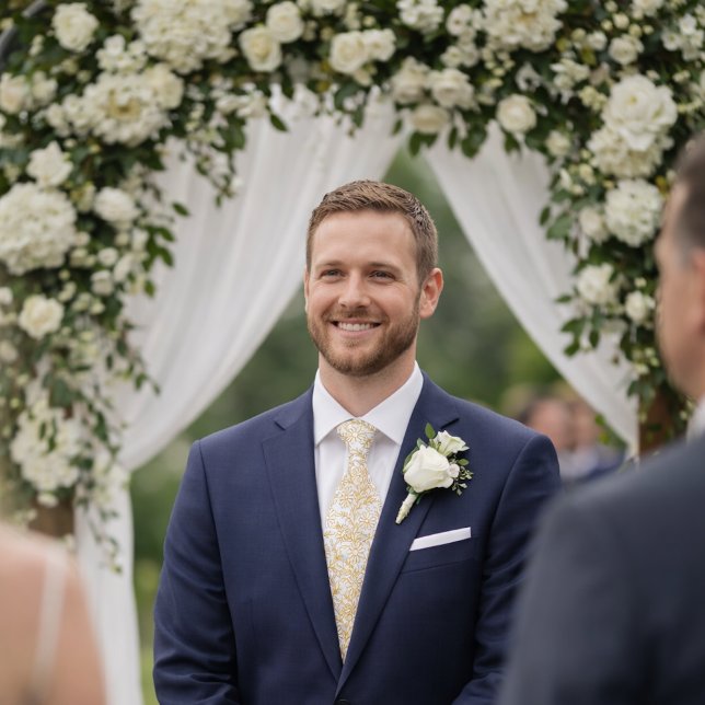 Elegant vitt guld blommönster slips (Skapare uppladdad)